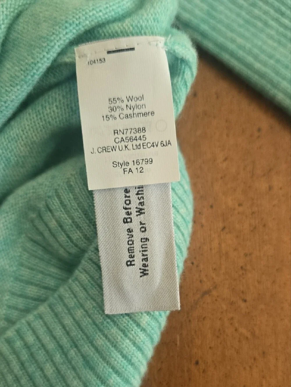 J. Crew Mint Green V-Neck Sweater